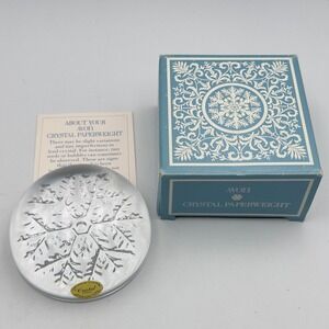 Avon Snowflake Crystal Paperweight Vtg 24% Lead Crystal France FSC 5125-1 Box